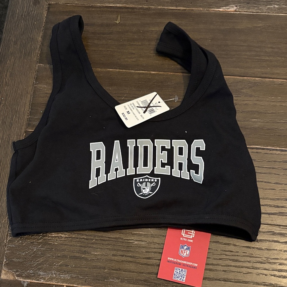 NFL Raiders Black & Silver Sports Bra